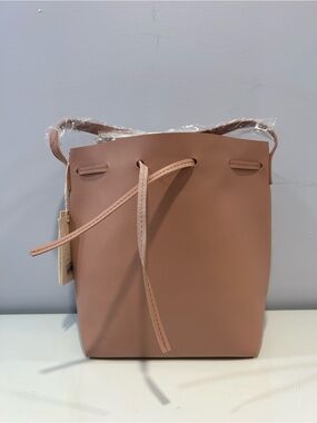 Kayla & Ava vegan leather Women's Drawstring Bucket Bag in Blush Pink